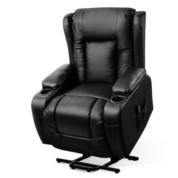Furniture > Bar Stools & Chairs > Massage Chairs - Artiss Recliner Chair Lift Assist Heated Massage Chair Leather Rukwa - Garden Yard