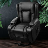 Furniture > Bar Stools & Chairs > Massage Chairs - Artiss Recliner Chair Lift Assist Heated Massage Chair Leather Rukwa - Garden Yard