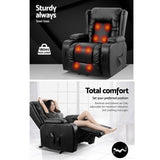 Furniture > Bar Stools & Chairs > Massage Chairs - Artiss Recliner Chair Lift Assist Heated Massage Chair Leather Rukwa - Garden Yard