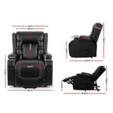 Furniture > Bar Stools & Chairs > Massage Chairs - Artiss Recliner Chair Lift Assist Heated Massage Chair Leather Rukwa - Garden Yard