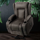 Furniture > Bar Stools & Chairs > Massage Chairs - Artiss Recliner Chair Lift Assist Heated Massage Chair Velvet Rukwa - Garden Yard