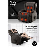 Furniture > Bar Stools & Chairs > Massage Chairs - Artiss Recliner Chair Lift Assist Heated Massage Chair Velvet Rukwa - Garden Yard