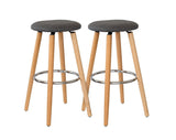 Furniture > Bar Stools & Chairs > Table & Bar Stools - 2 Cotton/Steel Modern Padded Barstools (Grey/Wood) - Garden Yard