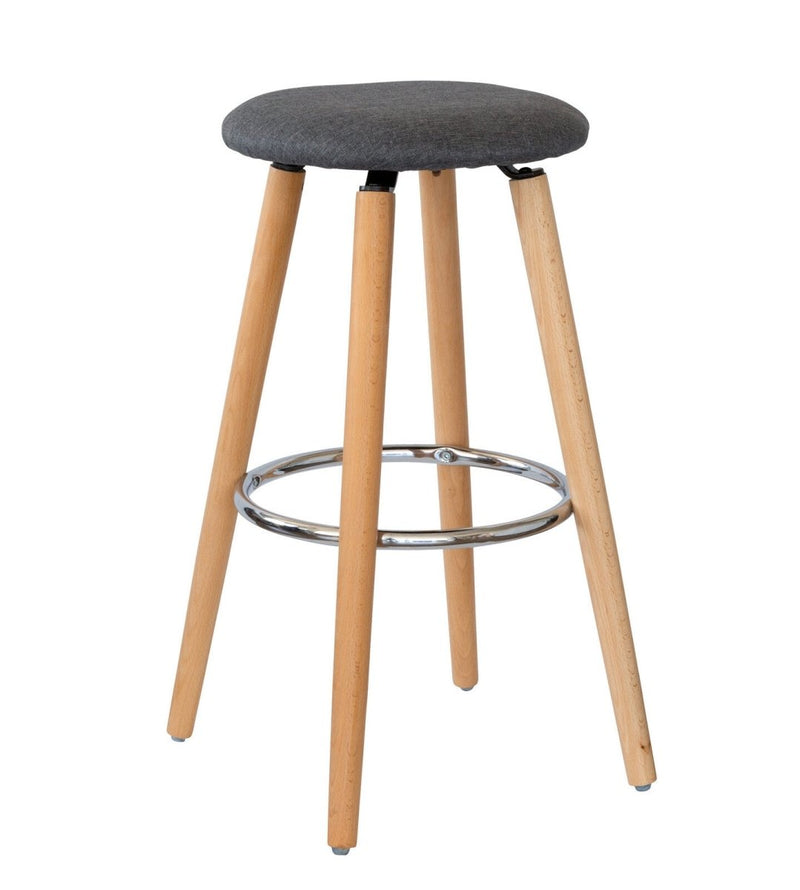 Furniture > Bar Stools & Chairs > Table & Bar Stools - 2 Cotton/Steel Modern Padded Barstools (Grey/Wood) - Garden Yard