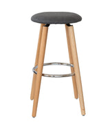 Furniture > Bar Stools & Chairs > Table & Bar Stools - 2 Cotton/Steel Modern Padded Barstools (Grey/Wood) - Garden Yard