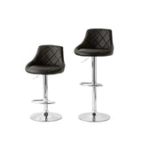 Furniture > Bar Stools & Chairs > Table & Bar Stools - 2 Diamond Style Padded Leather Barstools (Black) w/ Adjustable Height - Garden Yard