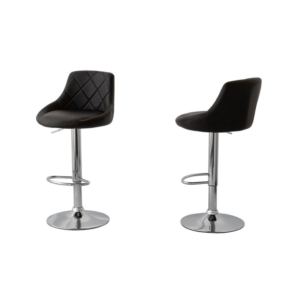 Furniture > Bar Stools & Chairs > Table & Bar Stools - 2 Diamond Style Padded Leather Barstools (Black) w/ Adjustable Height - Garden Yard