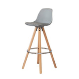 Furniture > Bar Stools & Chairs > Table & Bar Stools - 2 PU Leather Padded Barstools (Light Grey/Wood) with Metal Footrest - Garden Yard