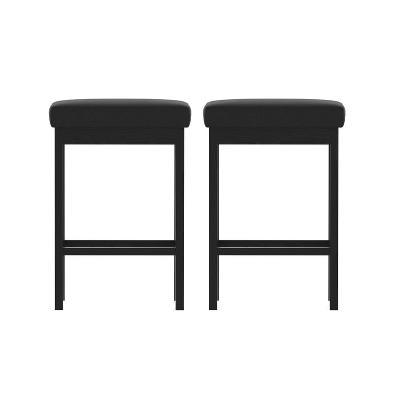 Furniture > Bar Stools & Chairs > Table & Bar Stools - 2x Artiss Metal Bar Stools PU Seat Dining Counter Chairs - Garden Yard