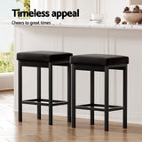 Furniture > Bar Stools & Chairs > Table & Bar Stools - 2x Artiss Metal Bar Stools PU Seat Dining Counter Chairs - Garden Yard