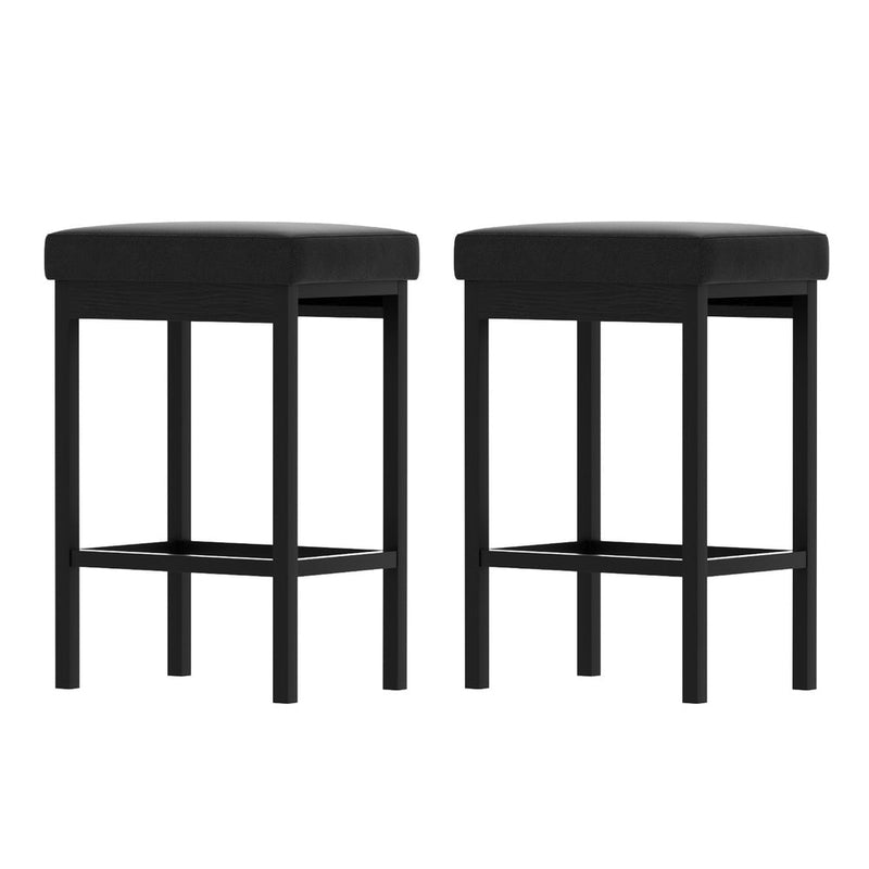 Furniture > Bar Stools & Chairs > Table & Bar Stools - 2x Artiss Metal Bar Stools PU Seat Dining Counter Chairs - Garden Yard