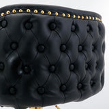 Furniture > Bar Stools & Chairs > Table & Bar Stools - 2x Faux Leather Golden Base Swivel Bar Stools - Black - Garden Yard
