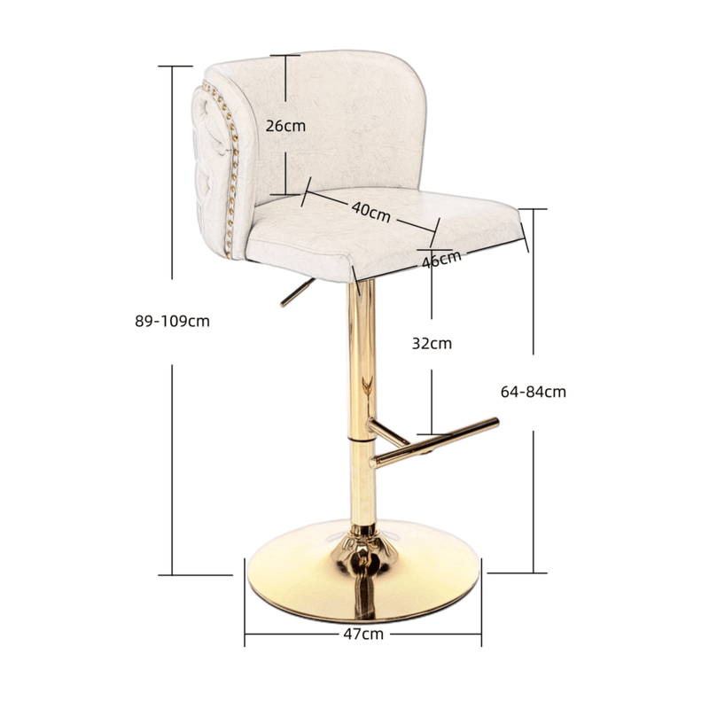 Furniture > Bar Stools & Chairs > Table & Bar Stools - 2x Faux Leather Golden Base Swivel Bar Stools - Black - Garden Yard