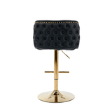 Furniture > Bar Stools & Chairs > Table & Bar Stools - 2x Faux Leather Golden Base Swivel Bar Stools - Black - Garden Yard