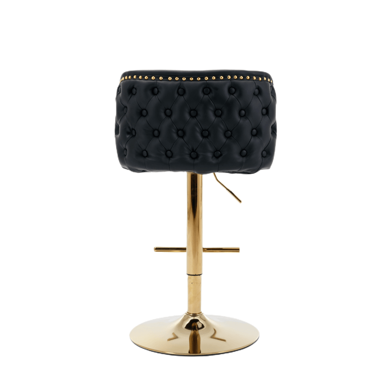 Furniture > Bar Stools & Chairs > Table & Bar Stools - 2x Faux Leather Golden Base Swivel Bar Stools - Black - Garden Yard