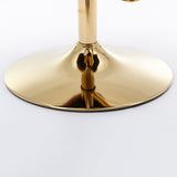 Furniture > Bar Stools & Chairs > Table & Bar Stools - 2x Faux Leather Golden Base Swivel Bar Stools - Black - Garden Yard