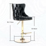 Furniture > Bar Stools & Chairs > Table & Bar Stools - 2x Height Adjustable Swivel Bar Stool Velvet Studs Barstool with Footrest and Golden Base - Black - Garden Yard