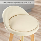 Furniture > Bar Stools & Chairs > Table & Bar Stools - 2X Wood Bar Stool Dining Chair Fabric LEILA 72cm BEIGE - Garden Yard