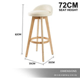 Furniture > Bar Stools & Chairs > Table & Bar Stools - 2X Wood Bar Stool Dining Chair Fabric LEILA 72cm BEIGE - Garden Yard