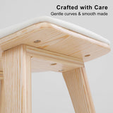 Furniture > Bar Stools & Chairs > Table & Bar Stools - 2X Wooden Bar Stool Padded Fabric Dining Chair KANSO 65cm BEIGE - Garden Yard