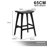 Furniture > Bar Stools & Chairs > Table & Bar Stools - 2X Wooden Bar Stool Padded PU Leather Dining Chair KANSO 65cm BLACK - Garden Yard