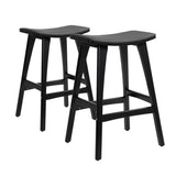 Furniture > Bar Stools & Chairs > Table & Bar Stools - 2X Wooden Bar Stool Padded PU Leather Dining Chair KANSO 65cm BLACK - Garden Yard