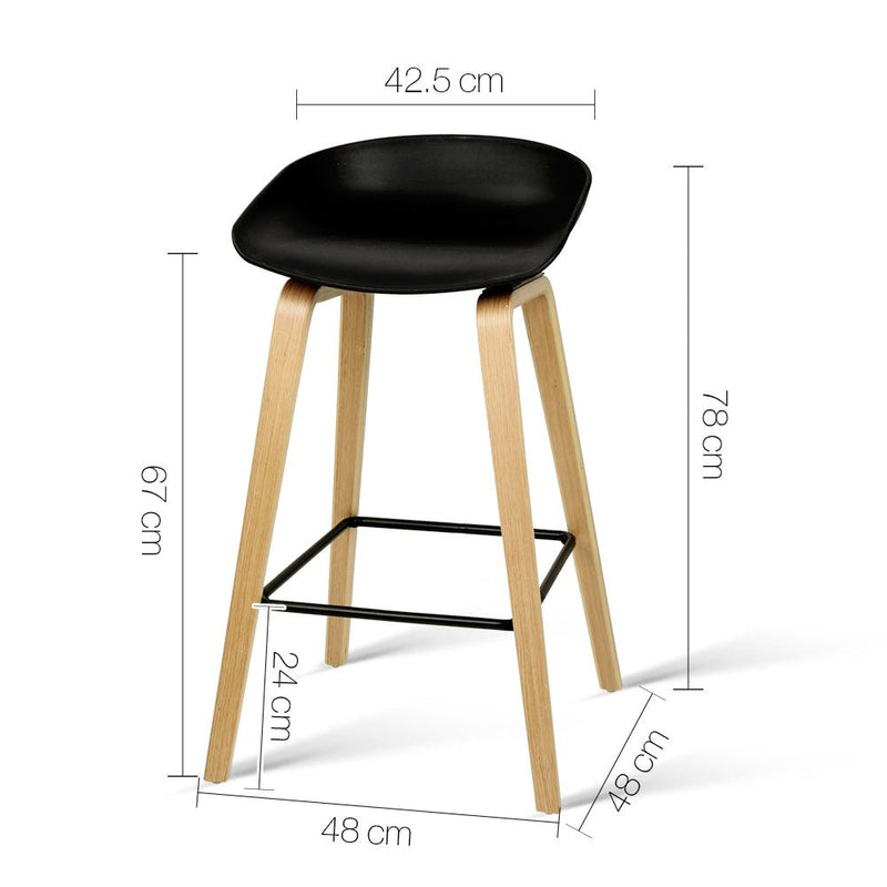 Furniture > Bar Stools & Chairs > Table & Bar Stools - 4x Artiss Bar Stools Kitchen Counter Stool Dining Chairs Wooden Black - Garden Yard