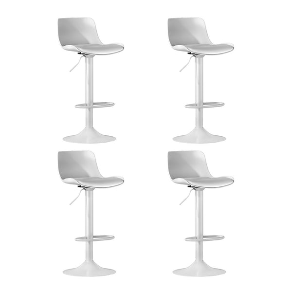 Furniture > Bar Stools & Chairs > Table & Bar Stools - 4x Artiss Bar Stools Kitchen Swivel Gas Lift Stool Leather Dining Chairs White - Garden Yard