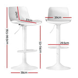 Furniture > Bar Stools & Chairs > Table & Bar Stools - 4x Artiss Bar Stools Kitchen Swivel Gas Lift Stool Leather Dining Chairs White - Garden Yard