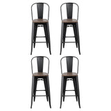 Furniture > Bar Stools & Chairs > Table & Bar Stools - 4x Artiss Metal Bar Stools Wooden Seat Retro Counter Stool - Garden Yard