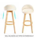 Furniture > Bar Stools & Chairs > Table & Bar Stools - 4X Wooden Bar Stool Dining Chair Fabric LEILA 72cm BEIGE - Garden Yard