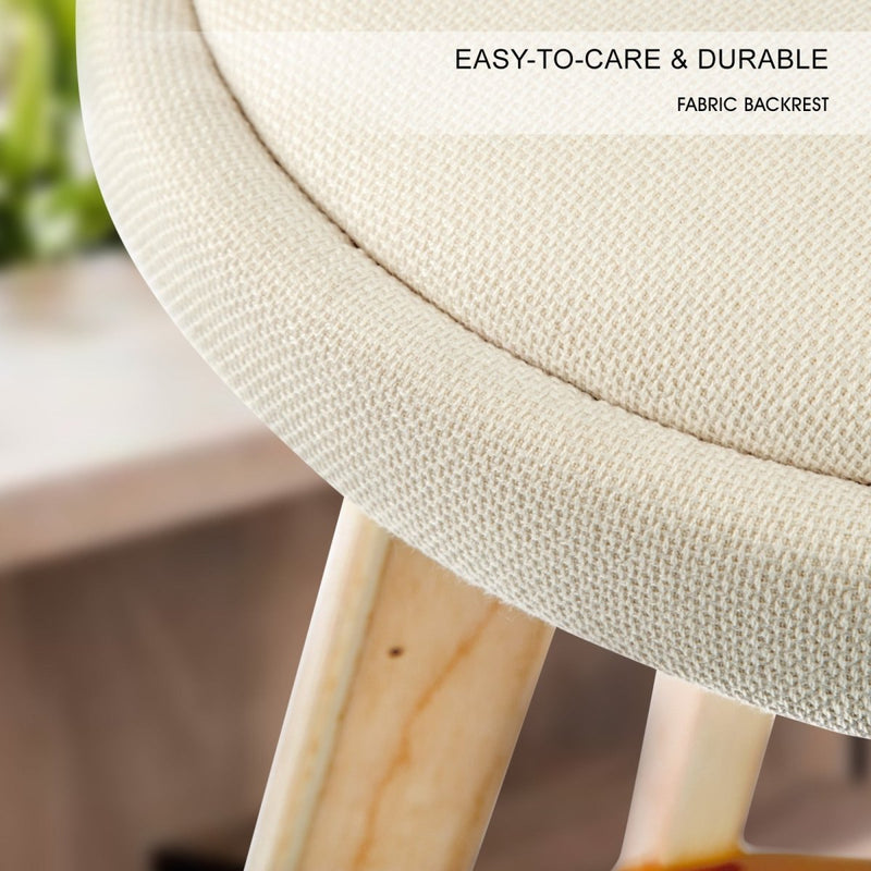 Furniture > Bar Stools & Chairs > Table & Bar Stools - 4X Wooden Bar Stool Dining Chair Fabric LEILA 72cm BEIGE - Garden Yard