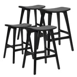 Furniture > Bar Stools & Chairs > Table & Bar Stools - 4X Wooden Bar Stool Padded PU Leather Dining Chair KANSO 65cm BLACK - Garden Yard