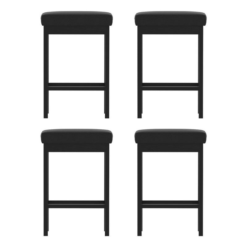 Furniture > Bar Stools & Chairs > Table & Bar Stools - A Set of 4 Artiss Metal Bar Stools PU Seat Dining Counter Chairs - Garden Yard