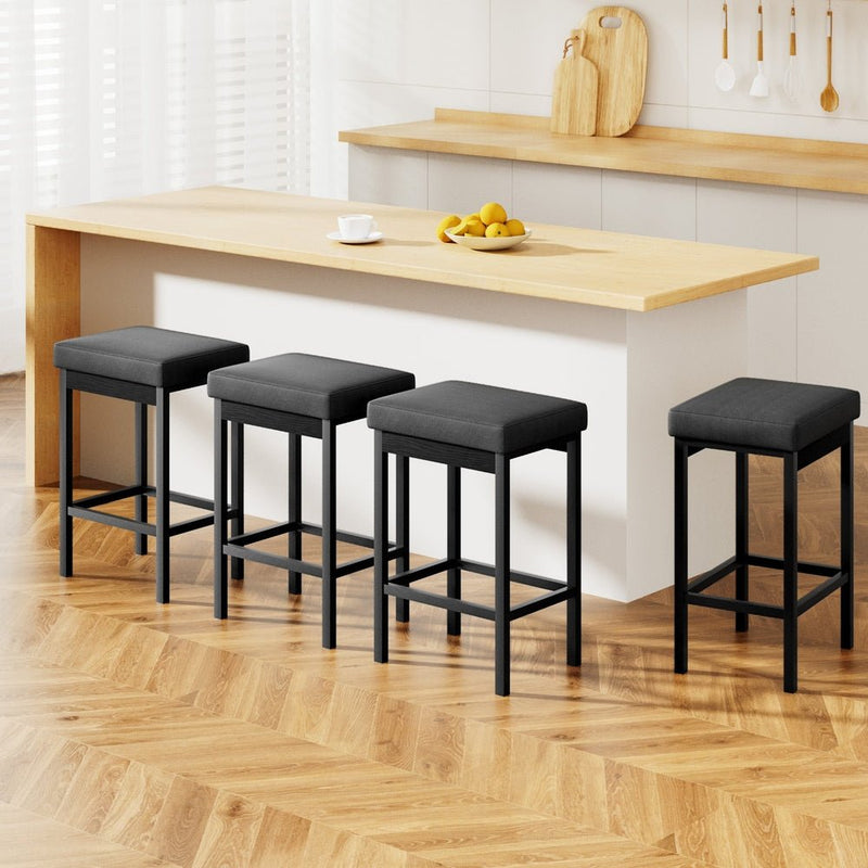 Furniture > Bar Stools & Chairs > Table & Bar Stools - A Set of 4 Artiss Metal Bar Stools PU Seat Dining Counter Chairs - Garden Yard