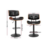 Furniture > Bar Stools & Chairs > Table & Bar Stools - Artiss 2x Bar Stools Gas Lift Leather All Black - Garden Yard