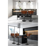 Furniture > Bar Stools & Chairs > Table & Bar Stools - Artiss 2x Bar Stools Gas Lift Leather All Black - Garden Yard