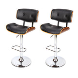 Furniture > Bar Stools & Chairs > Table & Bar Stools - Artiss 2x Bar Stools Gas Lift Leather Black - Garden Yard