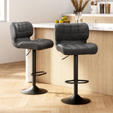 Furniture > Bar Stools & Chairs > Table & Bar Stools - Artiss 2x Bar Stools Gas Lift Leather Padded Grey - Garden Yard