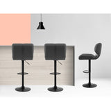 Furniture > Bar Stools & Chairs > Table & Bar Stools - Artiss 2x Bar Stools Gas Lift Leather Padded Grey - Garden Yard