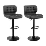 Furniture > Bar Stools & Chairs > Table & Bar Stools - Artiss 2x Bar Stools Gas Lift Leather Padded Grey - Garden Yard