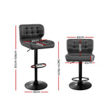 Furniture > Bar Stools & Chairs > Table & Bar Stools - Artiss 2x Bar Stools Gas Lift Leather Padded Grey - Garden Yard