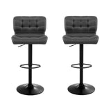 Furniture > Bar Stools & Chairs > Table & Bar Stools - Artiss 2x Bar Stools Gas Lift Leather Padded Grey - Garden Yard
