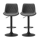 Furniture > Bar Stools & Chairs > Table & Bar Stools - Artiss 2x Bar Stools Gas Lift Vintage Leather Black - Garden Yard
