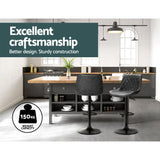 Furniture > Bar Stools & Chairs > Table & Bar Stools - Artiss 2x Bar Stools Gas Lift Vintage Leather Black - Garden Yard