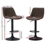 Furniture > Bar Stools & Chairs > Table & Bar Stools - Artiss 2x Bar Stools Gas Lift Vintage Leather Brown - Garden Yard