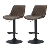 Furniture > Bar Stools & Chairs > Table & Bar Stools - Artiss 2x Bar Stools Gas Lift Vintage Leather Brown - Garden Yard