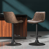 Furniture > Bar Stools & Chairs > Table & Bar Stools - Artiss 2x Bar Stools Gas Lift Vintage Leather Brown - Garden Yard