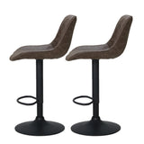 Furniture > Bar Stools & Chairs > Table & Bar Stools - Artiss 2x Bar Stools Gas Lift Vintage Leather Brown - Garden Yard