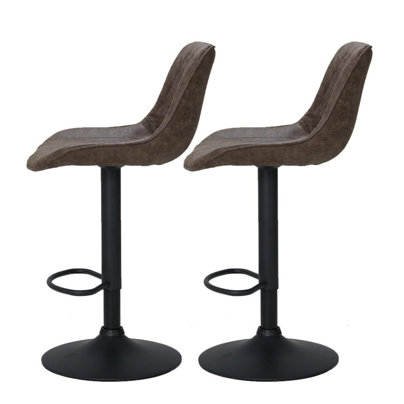 Furniture > Bar Stools & Chairs > Table & Bar Stools - Artiss 2x Bar Stools Gas Lift Vintage Leather Brown - Garden Yard